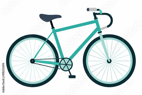 Teal Bicycle with Black Tires and Spokes