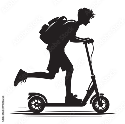 Two wheeled vehicles and riders icon, black color silhouette, white background.