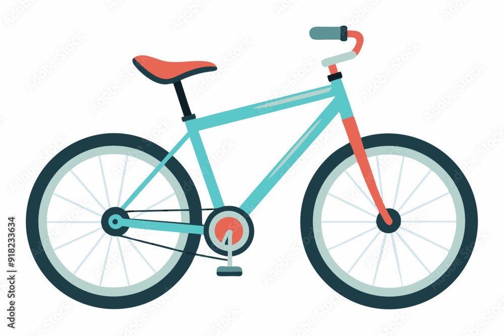 Side View of a Blue Bicycle with Red Accents Side View of a Blue Bicycle with Red Accents