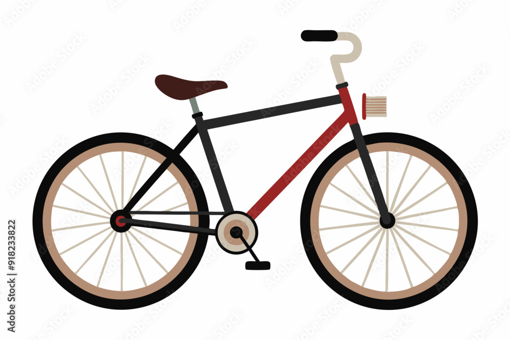 A Black and Red Bicycle with Beige Tires A Black and Red Bicycle with Beige Tires