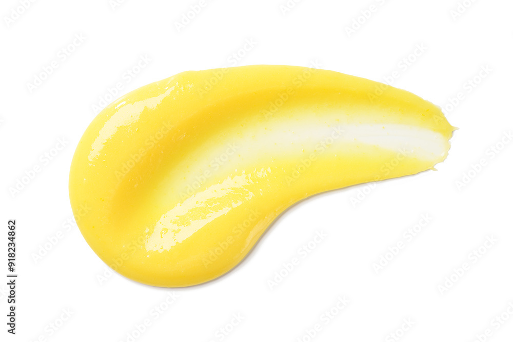 Homemade vanilla custard pudding or lemon curd isolated on white background, top view Homemade vanilla custard pudding or lemon curd isolated on white background, top view