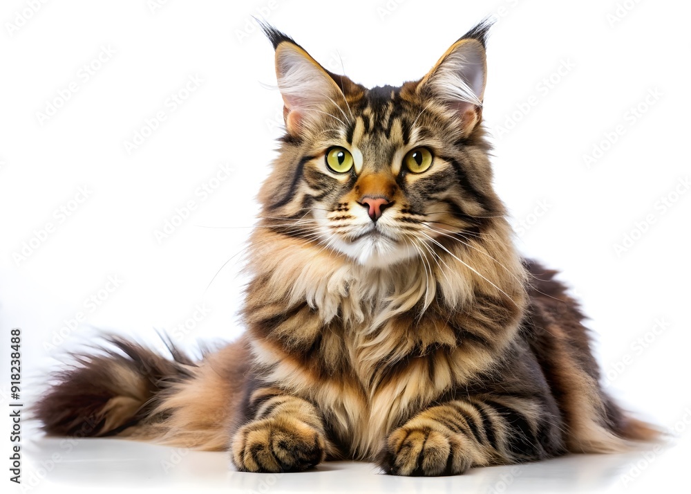 Obraz premium Maine coon cat isolated on white background AI generated