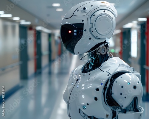 Sleek Humanoid Robot Assisting in Hospital with Medical Support