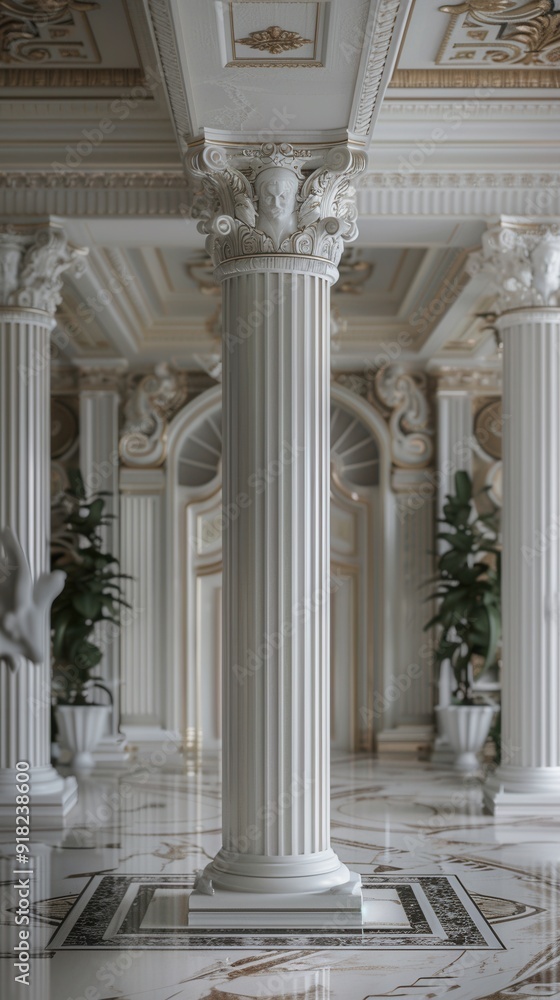 Obraz premium Elegance and Symmetry. Classical interior design with Corinthian column architecture