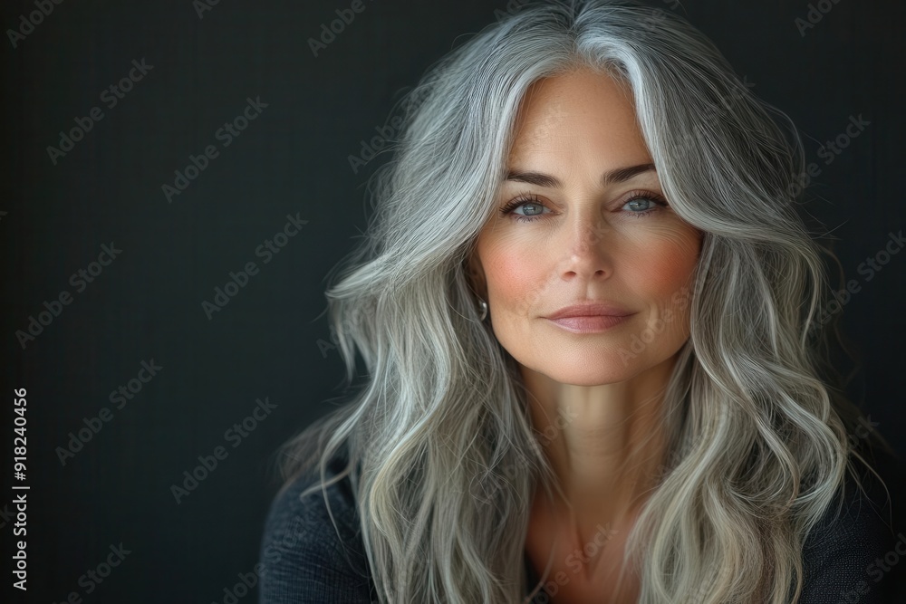 elegant mature woman with long gray hair and radiant skin soft flattering light empowering beauty portrait celebrating aging gracefully elegant mature woman with long gray hair and radiant skin soft flattering light empowering beauty portrait celebrating aging gracefully