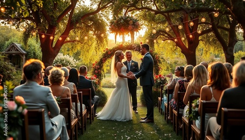 Wallpaper Mural In a lush garden, a bride and groom exchange vows amid vibrant blooms and fairy lights. Confetti flutters as golden hour light adds a serene, rustic touch.






 Torontodigital.ca