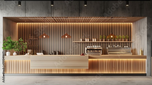 Modern cafe interior with eating tables and chairs