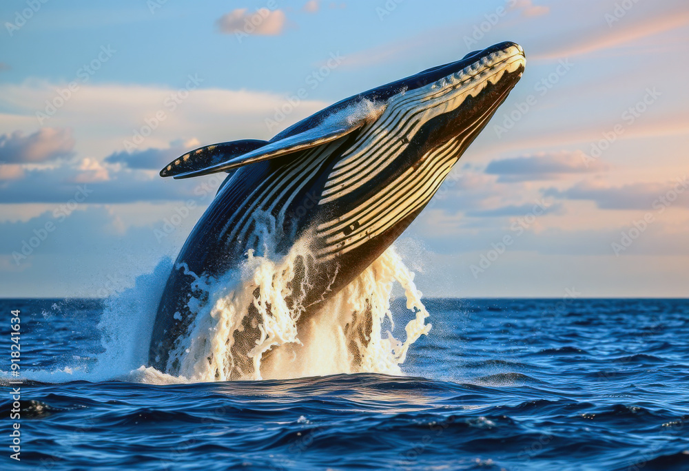 Fototapeta premium Majestic Whale Breaching the Ocean