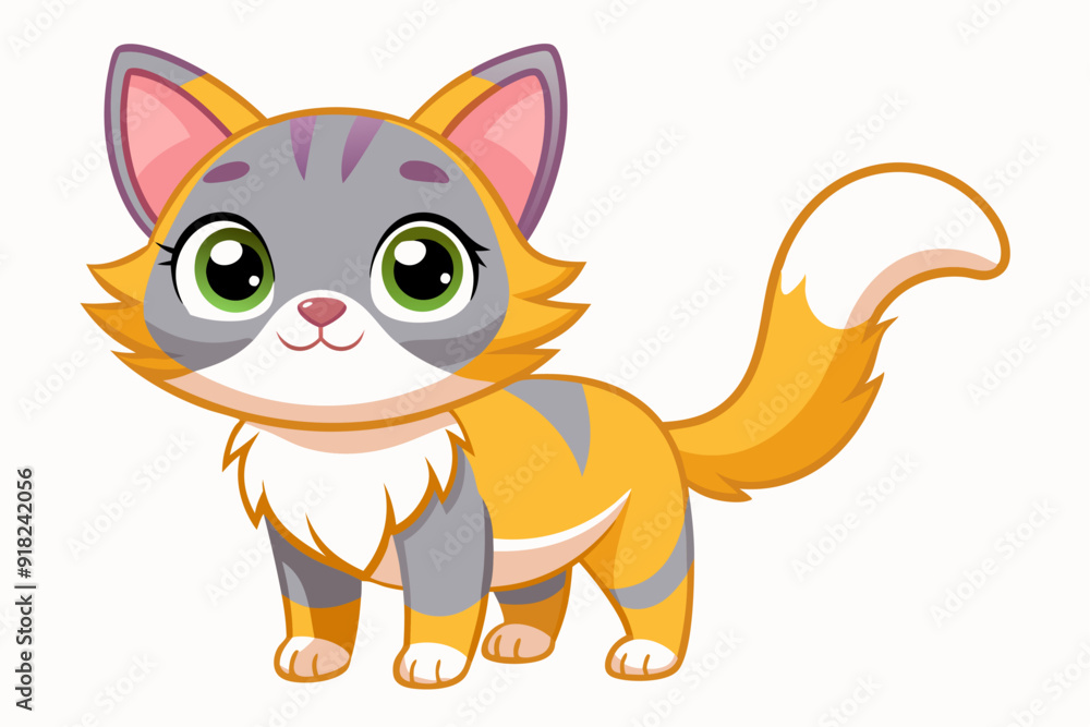 Adorable Cartoon Cat with Green Eyes and Orange Fur Adorable Cartoon Cat with Green Eyes and Orange Fur