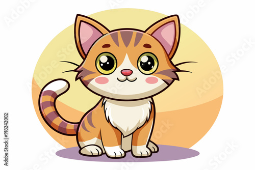 Wallpaper Mural Cartoon Illustration of a Cute Orange and White Tabby Cat Torontodigital.ca