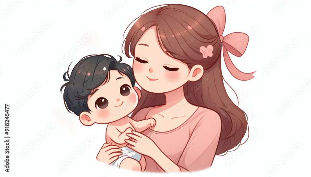 Mother Holding her Child Illustration Mother Holding her Child Illustration