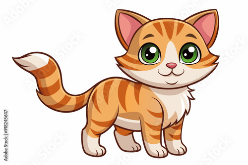 Cartoon Illustration of a Smiling Orange Tabby Cat