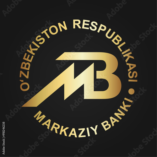 Logotype The Central Bank of the Republic of Uzbekistan.
Design. Vector graphics, illustration.
