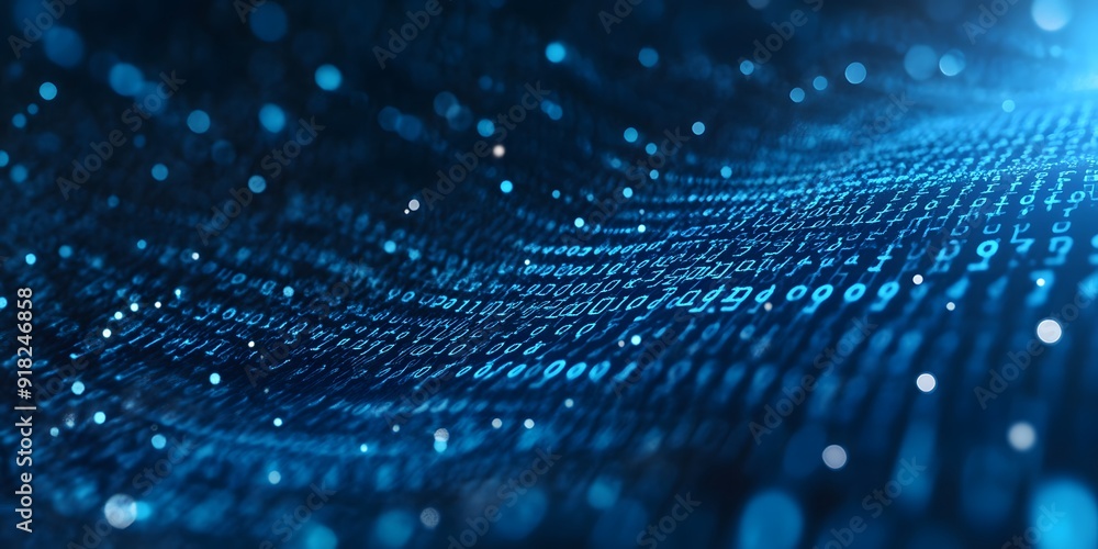 Blue binary code background with data flowing Blue binary code background with data flowing