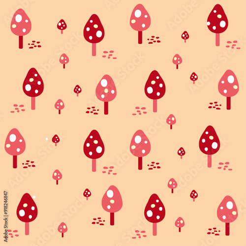 Mashroom seamless pattern for textile, fabric and products