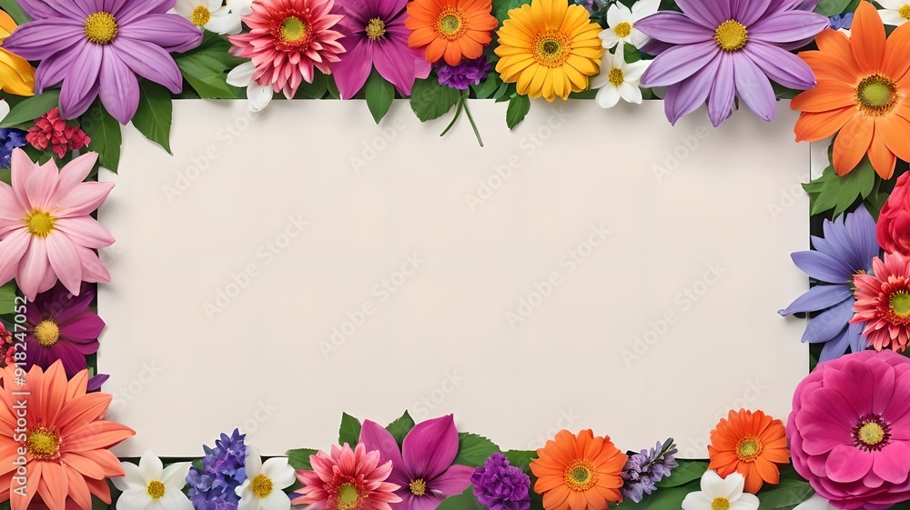 Flowers around the frame, white background, lots of space for text, empty space. Banner, layout Flowers around the frame, white background, lots of space for text, empty space. Banner, layout