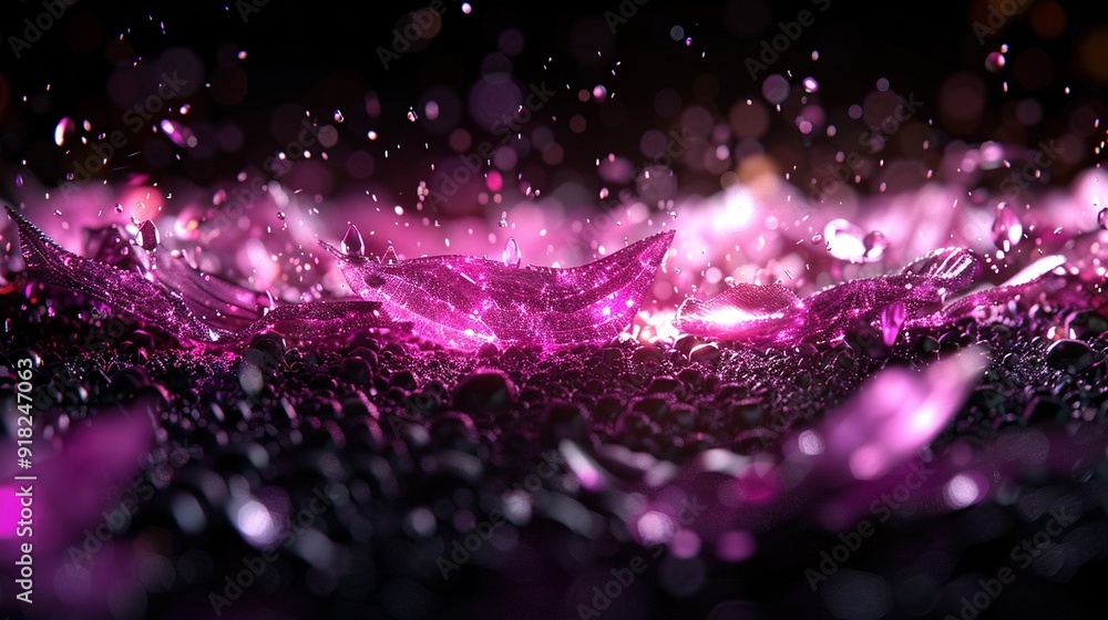Purple and black background, blurry flower in center Purple and black background, blurry flower in center