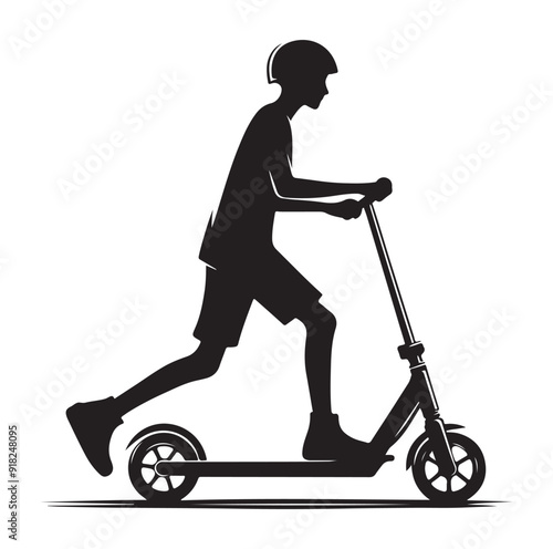 Two wheeled vehicles and riders icon, black color silhouette, white background.