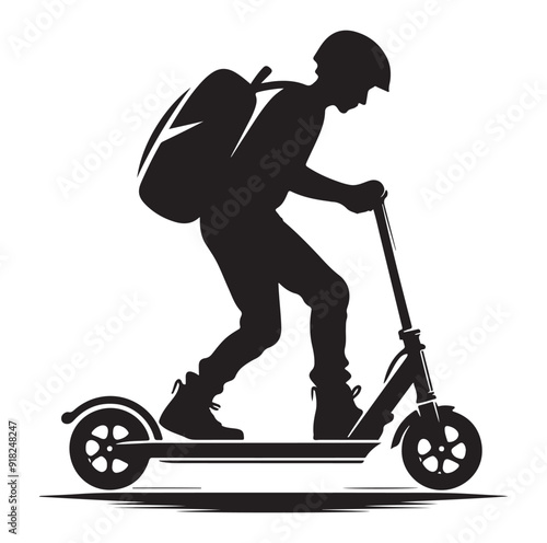 Two wheeled vehicles and riders icon, black color silhouette, white background.