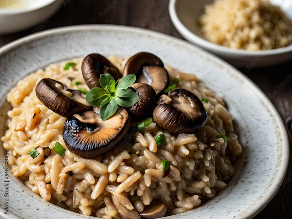 Fototapeta premium a delicious italian risotto with mushroom 