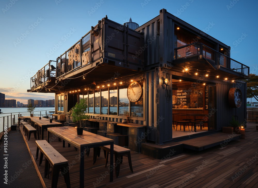 Stylish Shipping Container Cafe by the Harbour Stylish Shipping Container Cafe by the Harbour
