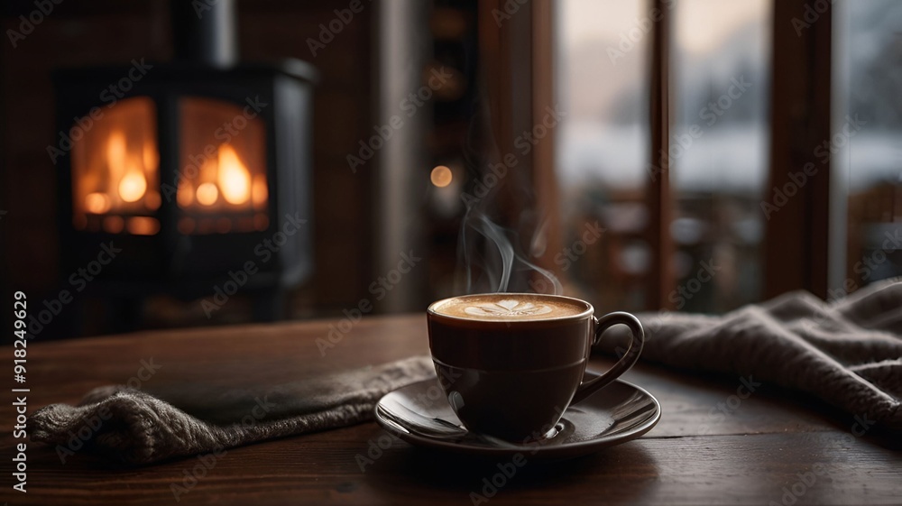 One Cup Of Coffee Served In A Cozy Environment Low-Illumination Shot One Cup Of Coffee Served In A Cozy Environment Low-Illumination Shot