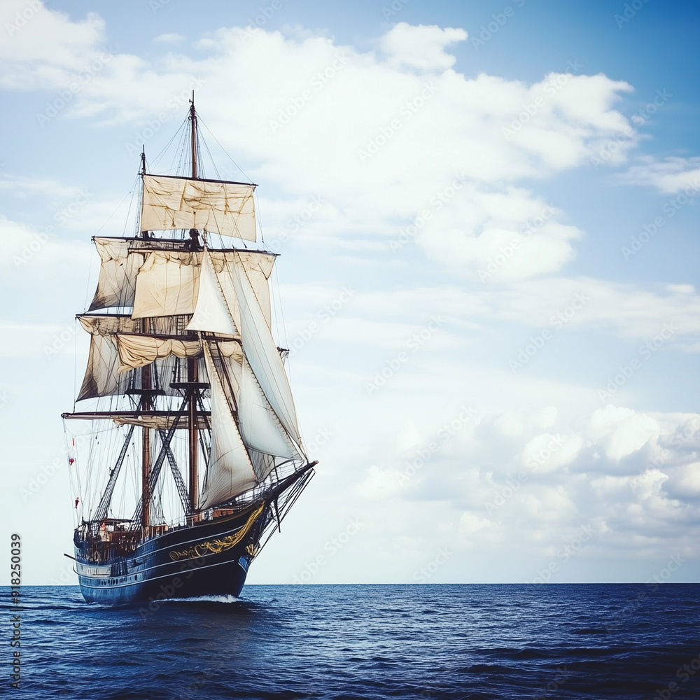 A tall ship participating in a sailing race across the Atlantic A tall ship participating in a sailing race across the Atlantic