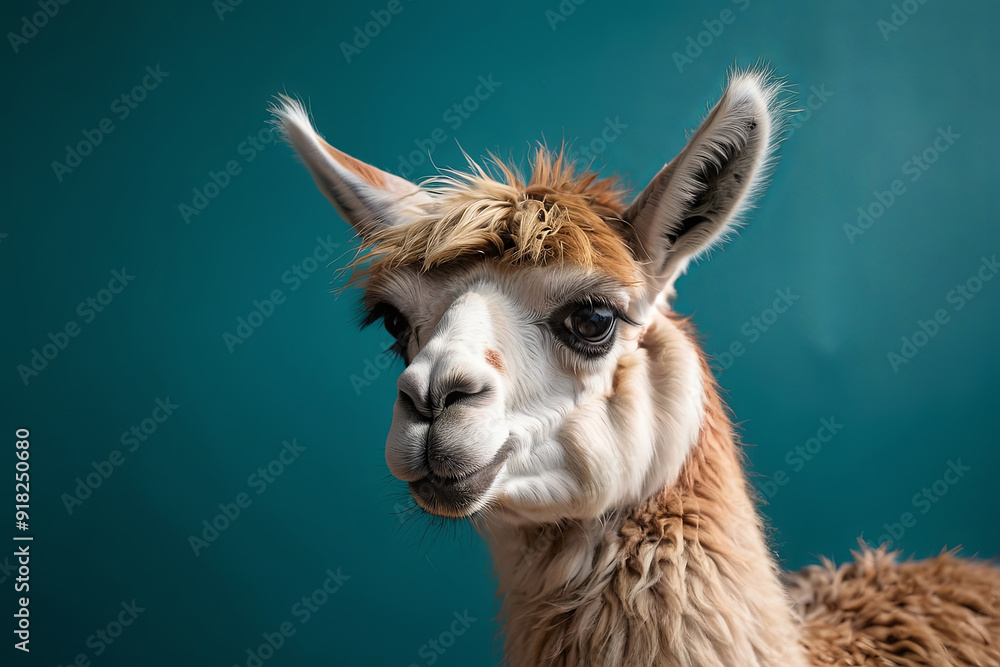 Fototapeta premium llama animal on a blue background