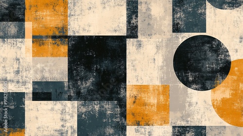 Abstract brutalist pattern with minimalist color palette and grungy feel