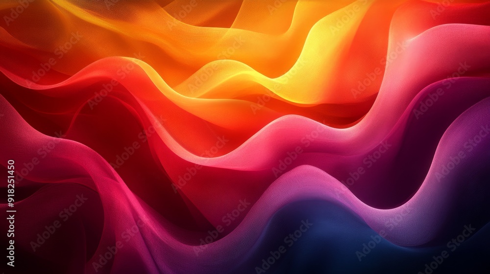 Obraz premium Abstract background with wavy, glowing, colorful mesh pattern.
