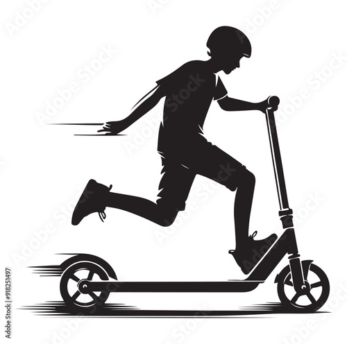 Two wheeled vehicles and riders icon, black color silhouette, white background.