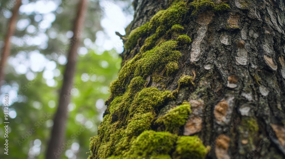 an old tree in a forest covered with moss an old tree in a forest covered with moss