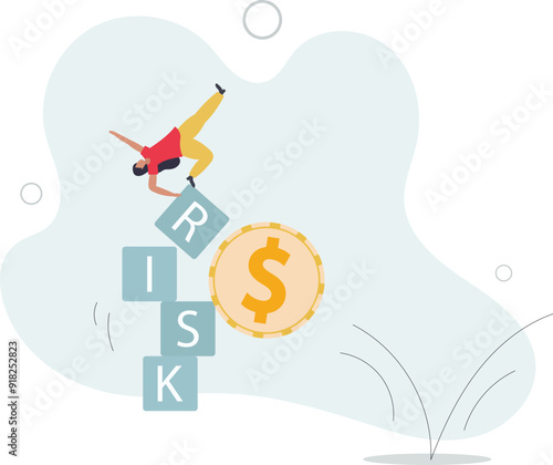 Investment risk, volatility and fluctuation in stock market that price will drop, stability and uncertainty concept.flat design with people.