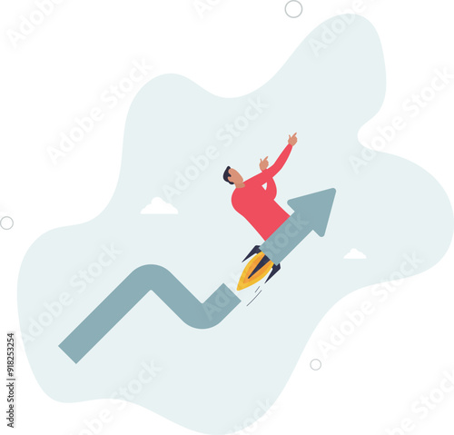 Investment growth boosting profit earning, increase market return or boost growth, growing fast, startup launch project or improvement concept.flat design with people.