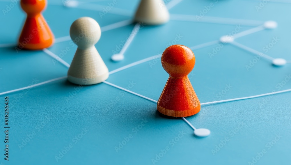 Obraz premium Image of people figures connected by lines, representing a network and connections