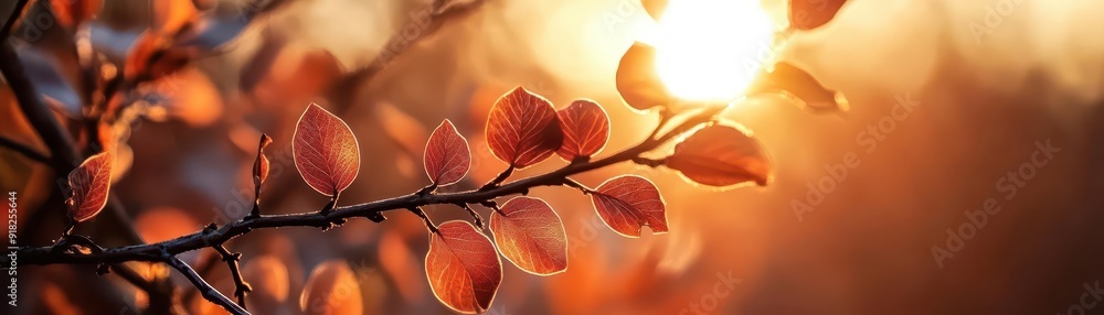 Obraz premium Autumn evening light, serene and warm, vibrant colors, inviting