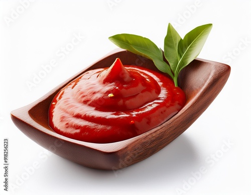 Fresh Chili Sauce in Wooden Bowl