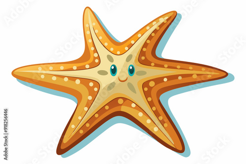 Cartoon Starfish with Blue Eyes and a Smile