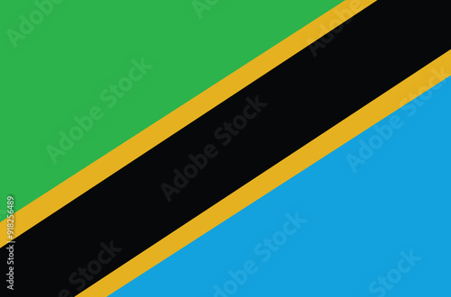National flag of Tanzania. Tanzanian flag. Vector Illustration.