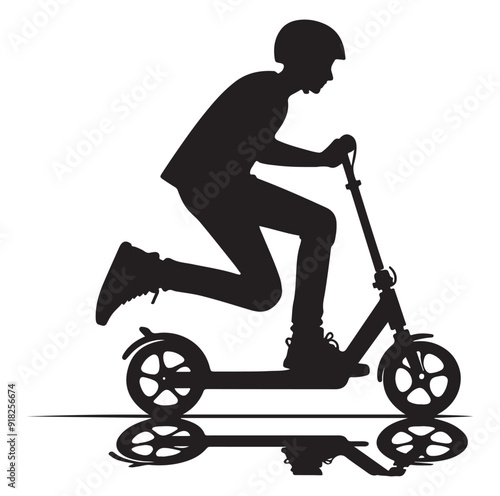 Two wheeled vehicles and riders icon, black color silhouette, white background.