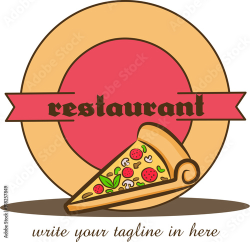 Pizza logo vector illustration pizza good for restaurant menu and cafe badge