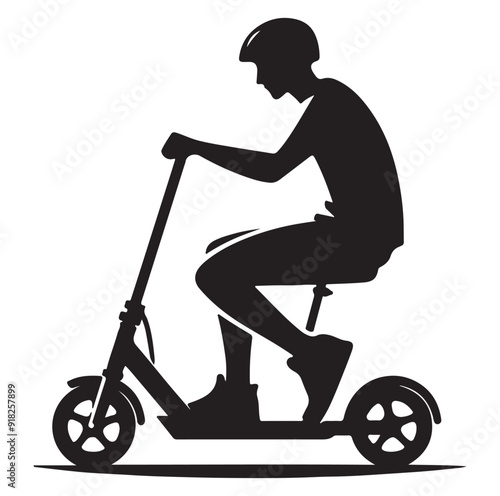 Two wheeled vehicles and riders icon, black color silhouette, white background.