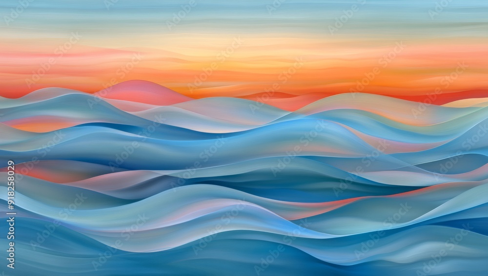 Iridescent satin background with wavy flowing lines of color in pastel hues Iridescent satin background with wavy flowing lines of color in pastel hues