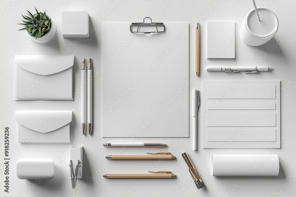 Realistic blank stationery set mockup isolated created with generative ai Realistic blank stationery set mockup isolated created with generative ai
