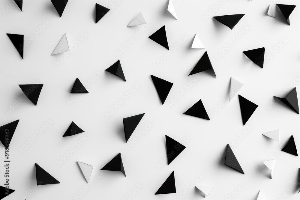 Black and White Triangles Scattered on a White Surface Black and White Triangles Scattered on a White Surface