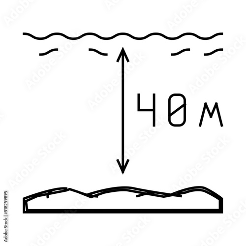 maximum diving depth on course line icon vector. maximum diving depth on course sign. isolated contour symbol black illustration