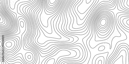 Abstract topographic map patterns, topography line map. The black on white contours topography stylized height of the lines. cotour map and line terrain path. Linear graphics. Vector illustration.