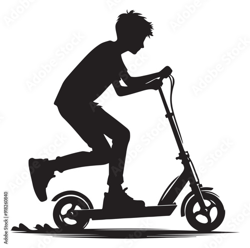 Two wheeled vehicles and riders icon, black color silhouette, white background.