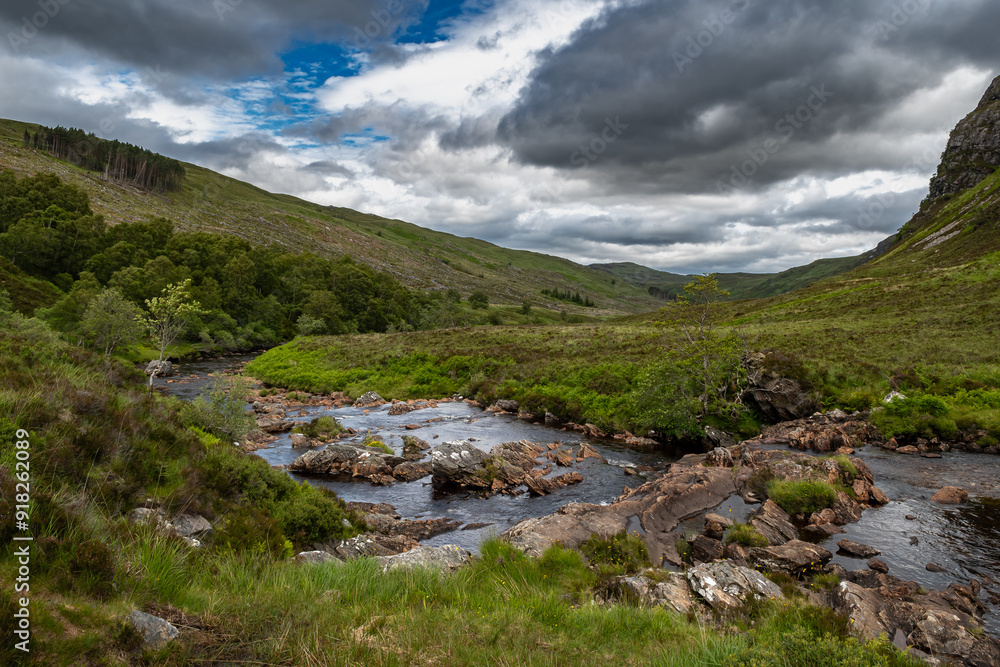 Dundonnell River In The Highlands Near Fainmore In Scotland, UK Dundonnell River In The Highlands Near Fainmore In Scotland, UK