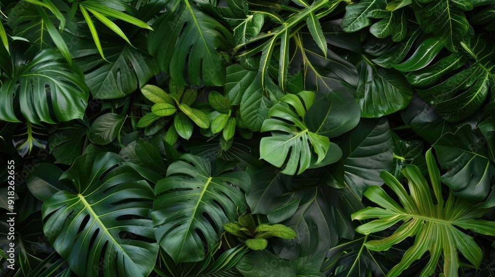 Abstract green texture with tropical foliage, natural background Abstract green texture with tropical foliage, natural background